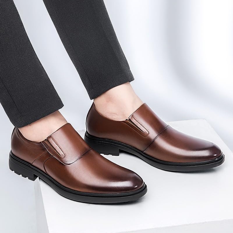 Formal Oxford Shoes for Men's Outdoor Vintage Fashion Pointed Toe Italian Leather Slip On Anti-Slip Slip Resistant Rubber Sole Prom2