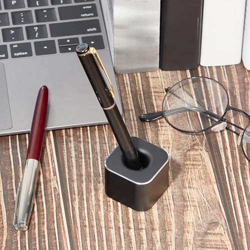 Chinco 2ピース シングルペンホルダー メタルペンスタンド スクエアベース アルミニウム製 学生用デスクオーガナイザー デスクデスクデスク用 歯ブラシスタンドホルダー ディスプレイ ホームオフィス 学生 教師用 5枚目