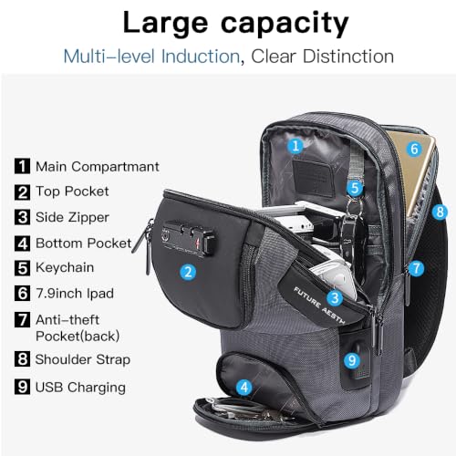 Image of BANGE Sling Bag Anti Theft, Waterproof Men's Chest Bag Shoulder bags Crossbody Sling Backpack for Men