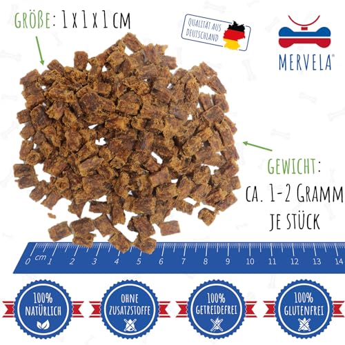 MERVELA® Premium Pferd Kauwürfel für Hunde, 500g - Ideal als Trainingsleckerli | 100% Natürliches Pferdefleisch | Hypoallergen für Sensible Hunde | Made in Germany