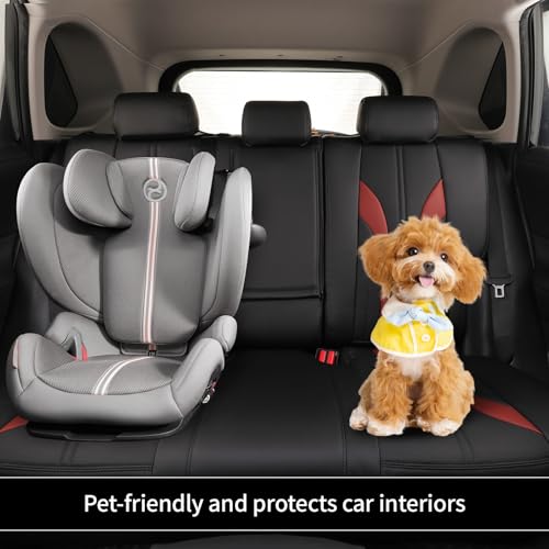 Image of EKR Rav4 Seat Covers Custom Fit for Toyota Rav4 (Hybrid) SE /XSE 2026, Car Seat Cover Full Set for SUV,Factory-Style Upgrade, Easy-Wipe Protection,Faux Leather(Black +Burgundy)