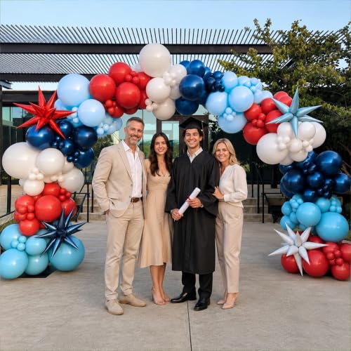 Image of Red Blue White Balloons, 50PCS Boy Baseball Birthday Nautical Party Balloon