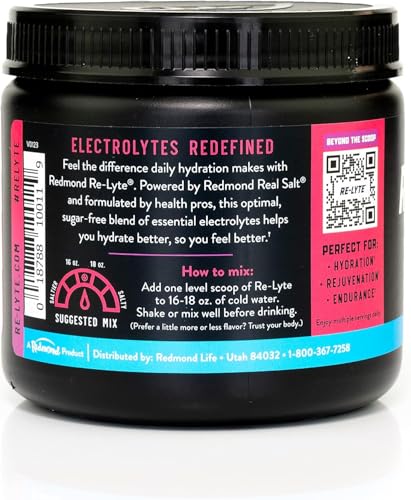 REDMOND Re-Lyte HYDRATION Drink Mix MIXED BERRY LARGE, 380g Dose - Elektrolytepulver, zuckerfrei, mit echtem Redmond Real Salt und über 60 wichtigen Mineralstoffen & Spurenelementen