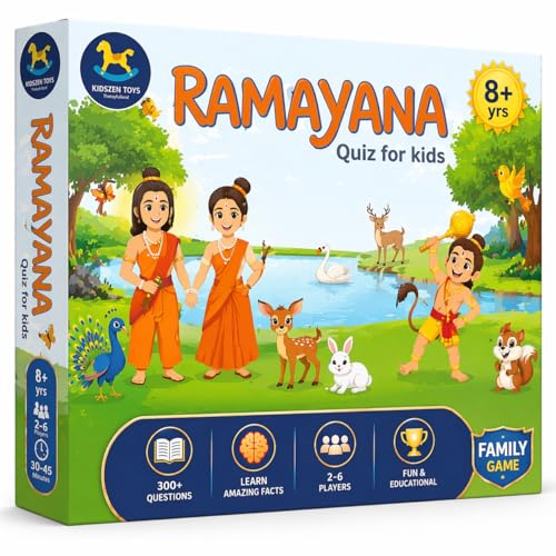 Image of Fun Ramayana Quiz Game for Kids (8+) | 40+ Question Cards | Family Board Game | Perfect Return Gift | Screen-Free Learning Toy