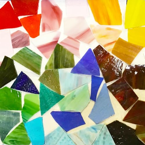 Buntglas Blätter,Glasmosaik Bastelset mit Verschiedenen Farben und Formen, Buntglas für handgemachte DIY Kunst Handwerk und Wohndekoration (200g/7oz Pack)