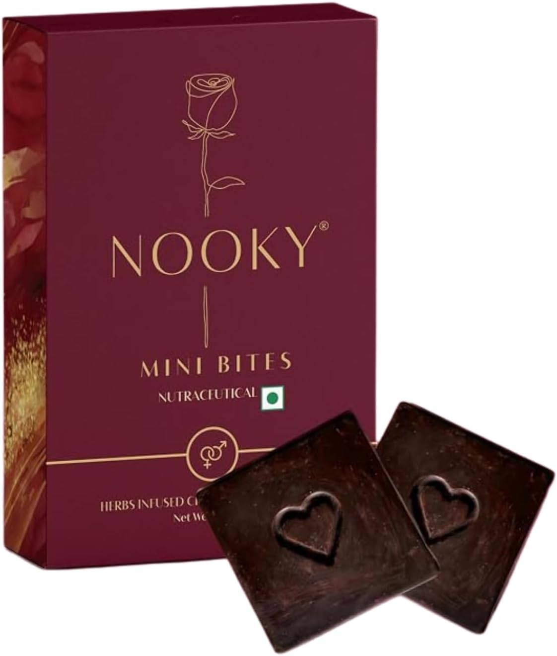 InstaEats NOOKY Mini Bites for Men and Women | Premium Mood-Uplifting Dark Chocolate and Free Saucy Scratch Card | Vegan & Gluten-Free Delight (Set of 1) 20g