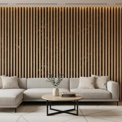 Image of Self-Adhesive Wallpaper for Home Decoration | Black & Gold Marble Texture Wall Sticker | Waterproof PVC Louvers Style,Wallpaper for Hotel /Living Room /Bedroom & Cafe Walls (45x300cm, Wood F)