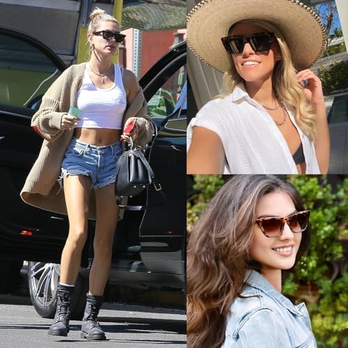 2 Pack Vintage Oversized Cateye Sunglasses for Womens Mens，UV400 Protection, Fashion Eyewear for Women Men Sunnies2