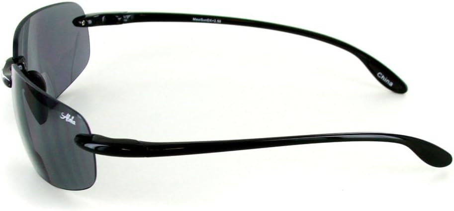 Aloha Eyewear "Oahu Sun Deluxe Wrap-Around Rimless Bifocal Sunglasses (Black w/Smoke +2.00)