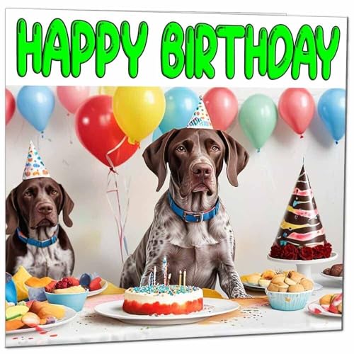Image of German Shorthaired Pointer Birthday Card - Fun Dog Birthday Card 145 x 145mm