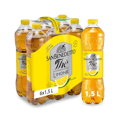 San Benedetto, Thè Freddo al Limone, 6x1,5 L Bevanda Dissetante Analcolica, Gusto Fruttato, Tappo Click, Senza Conservanti e Coloranti