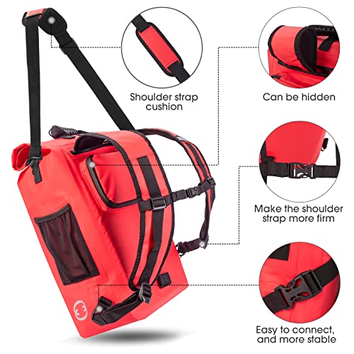Wirota Bike Panniers Bag With Shoulder Strap, Suitable For Bicycle Rear Rack Bag, Shoulder Bag, Bike Backpacks, With Laptop Sleeve Inside The Bag, Waterproof And Reflective, 25L (Red (Single)) #TOP2