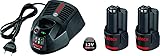 Bosch 1600A00X7E Batterie Rechargeable Li-Ion GBA 12V 2× 3.0 Ah + GAL 1230 CV - Batteries rechargeables (3000 mAh, Lithium-Ion (Li-Ion), 12 V, Noir, 2 Pièce(S))