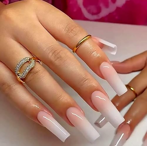 Yosomk Press On Nails Long Square Ombre Pink False Fake Nails Press On Artificial Nails For Women Stick On Nails With Glue On Static Nails #TOP19