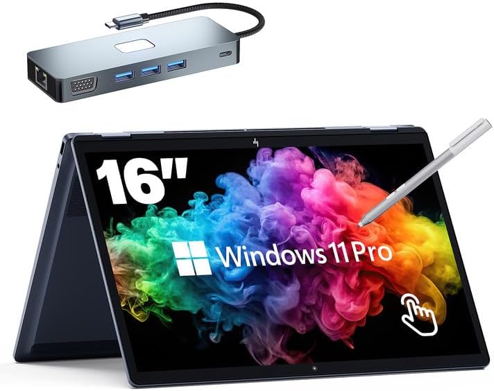OmniBook X Flip Copilot+ AI Laptop, 16" Touchscreen 2-in-1, Ryzen AI 7, 24GB RAM 1TB SSD, Windows 11 Pro, Stylus Pen & USB-C Hub – Windows 11 Laptop for Business & Creators