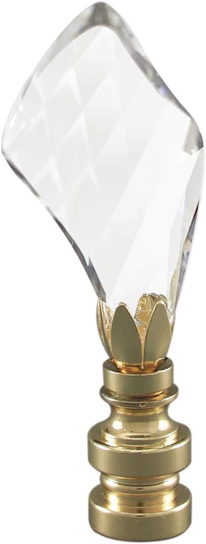 Twist Crystal Lamp Finial Polished Brass 2.75" h