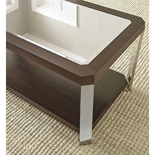 Steve Silver Truman Mirror Top Coffee Table In Espresso Chocolate With Mirrored Top #TOP2