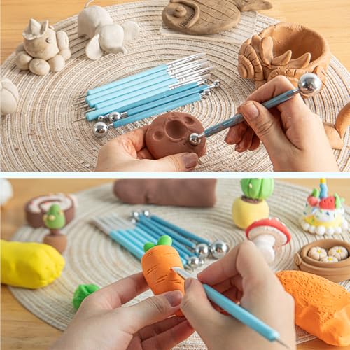 UUSYCUN 9 ferramentas de escultura de argila de silicone, pincéis modeladores de argila e escultores