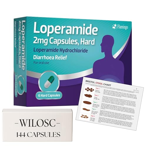 6 Pack x 24 (144) Diarrhoea Tablets for Adults - Fast Acting Loperamide 2mg GSL Bundle with a Handy Wilosc Stool Chart
