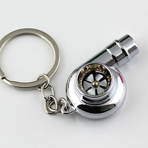 Image of maycom Creative Spinning New Chrome Polished Silver Turbo Turbocharger Keychain Key Chain Ring Keyring Keyfob,make Whistle Sound