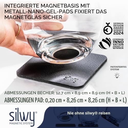 silwy® Magnetgläser, feine Kristallgläser mit perfekt integrierten Magneten und metallischen Nano-Gel-Untersetzern (Longdrink // 0,4 Liter) – Ansicht 3