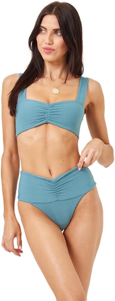 L*Space Bardot Bikini Bottom for Women, High Waisted Swimsuit with Front Ruching and Classic Coverage
