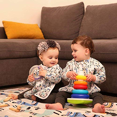 The Kids Dept. Baby Splat Mat For Under High Chair Floor Mat -Splash Mat, Waterproof Floor Mat - Anti Slip, Washable, Extra Large (51 Inch) + Baby Bib With Sleeves - Llama Design #TOP3