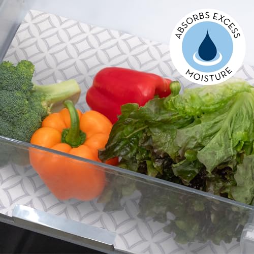 S&T INC. Fridge Liners, Shelf Liners for Kitchen Cabinets and Storage Bins, Non Adhesive Refrigerator Liners, Washable and Absorbent, 12 Inch x 24 Inch, Round Diamonds, 3 Pack