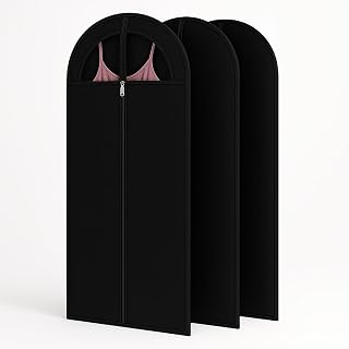 Kimmama Long Garment Bags for Hanging Clothes, Dress Bags for Gowns, Garment Protector Cover for Hanging Wedding Dress, Suit, Dance Costumes, Coat, Brides Maids Dress, Fan-Shaped Skylight, 23.6" x 65"