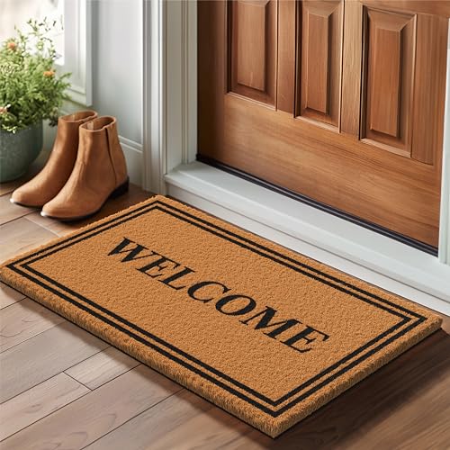 Barnyard Designs Natural Coco Coir Non-Slip Doormat (17x30, Welcome)