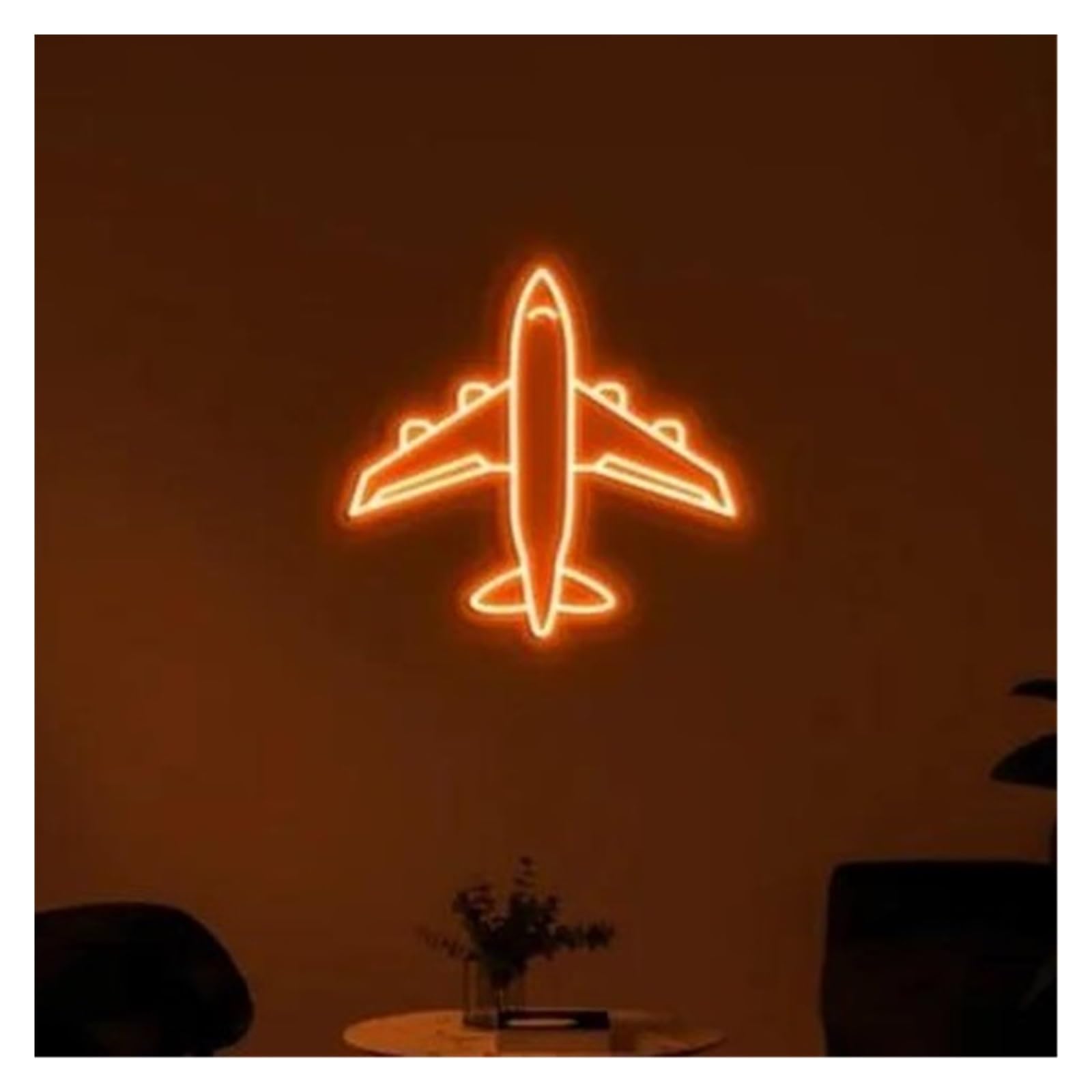 Shouxi E Sign Lamp Airplan Neon Sign Aircraft Light For Bar Club Bedroom Gam Room Caf Wedding Birthday Party Hom Room Wall Decor 43Cmx40.6cm(E)