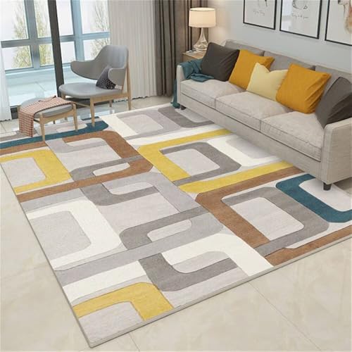 Tapis de salon jaune moutarde en molleton doux 150x200 - 2