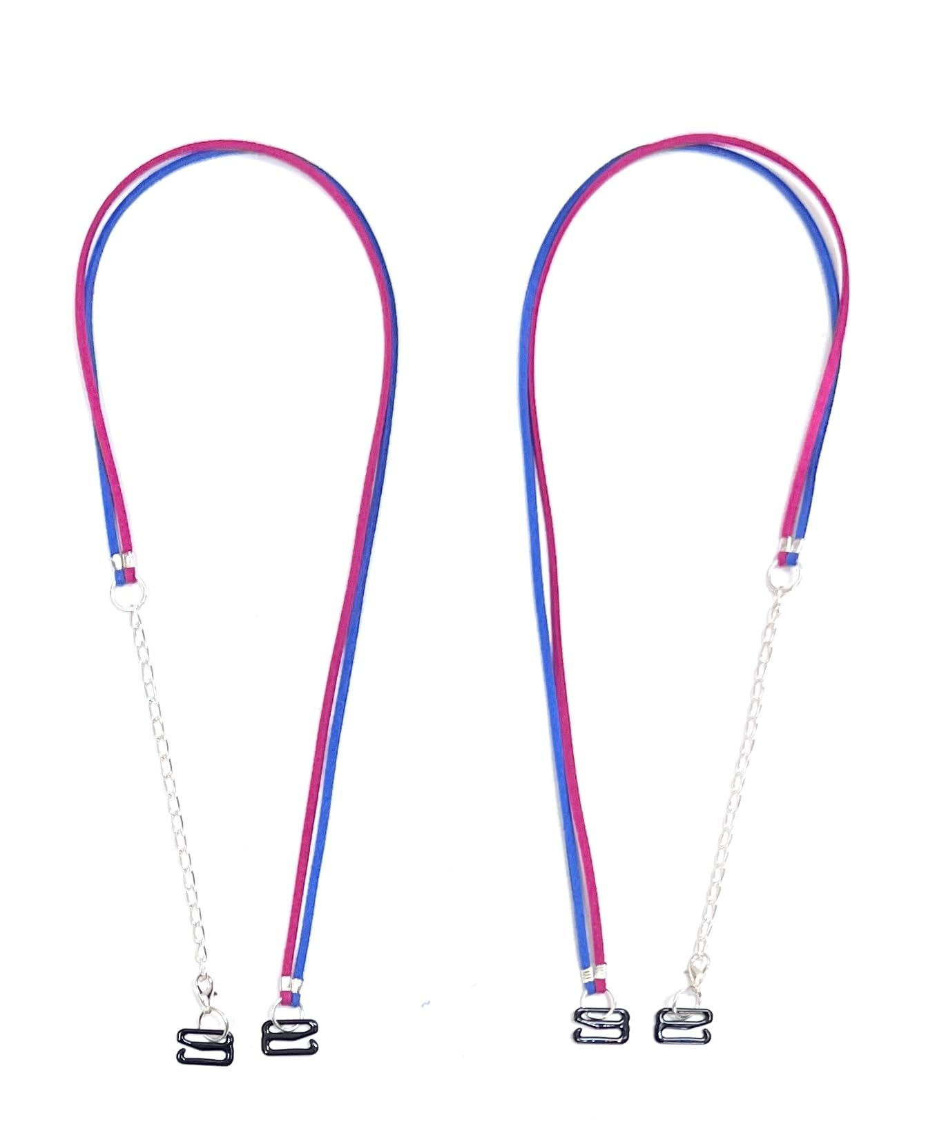 heddz Designer Bra Strap Replacement for Women | Adjustable Soft Leather Blouse Strap with Metal Chain & S Hook | Decorative Ethnic Shoulder Strap (Pink & Blue)-picture-54