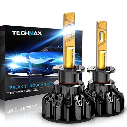 TECHMAX H1 LED Bulb, 360 Degree Adjustable Beam Angle Cree Chips 6500K Xenon White Extremely Bright Conversion Kit of 2 Halogen Replacement Low Fog Light
