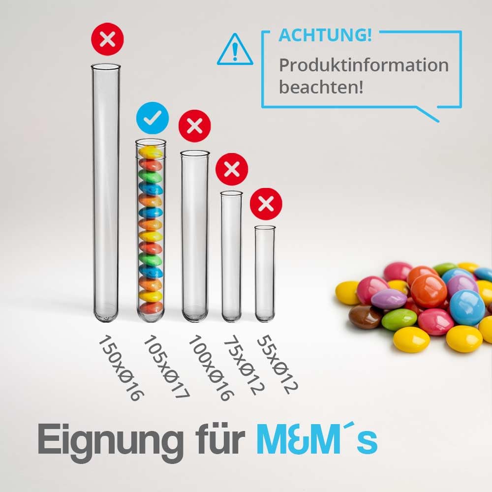 Tuuters 100 Stück Plastik Reagenzgläser mit Verschluss Röhrchen aus Kunststoff (150x Ø 16mm) Plastikröhrchen