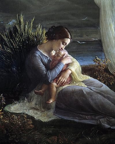 Lienzo decorativo vintage para un dormitorio elegante y artístico con el poema de Louis Janmot