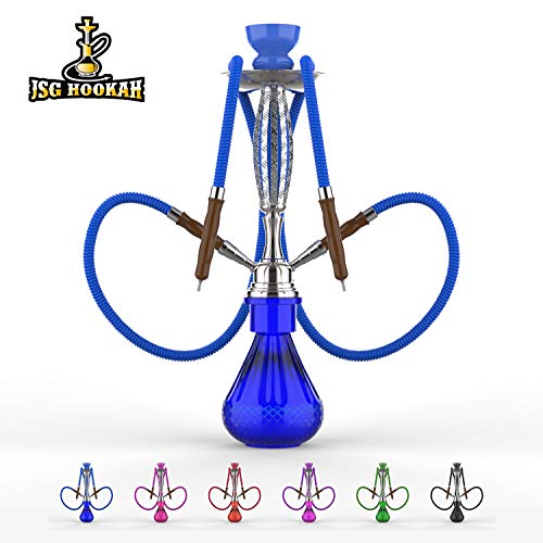 Cachimba 2 Salidas  Shisha 2 Mangueras 1 Cazoleta 1 Pinzas JSG.HOOKAH 42cm De Altura Hookah 3080-2 Color Azul