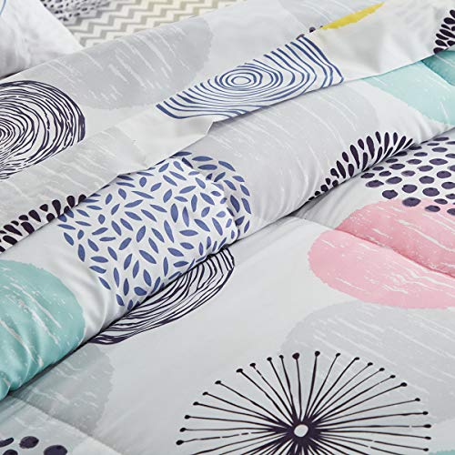 Uozzi Bedding Bed in a Bag 7 Pieces Queen Size - Colorful Dots Style - Soft Microfiber, Reversible Bed Comforter Set (1 Comforter, 2 Pillow Shams, 1 Flat Sheet, 1 Fitted Sheet, 2 Pillowcases) - Thumbnail 3