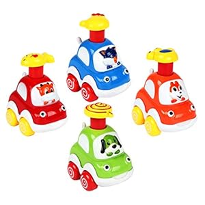 welltop Speelgoedauto’s, 4 stuks Press and Go Early Cute Cartoon Forest Animal Cultivation Imagination Friction Powered…