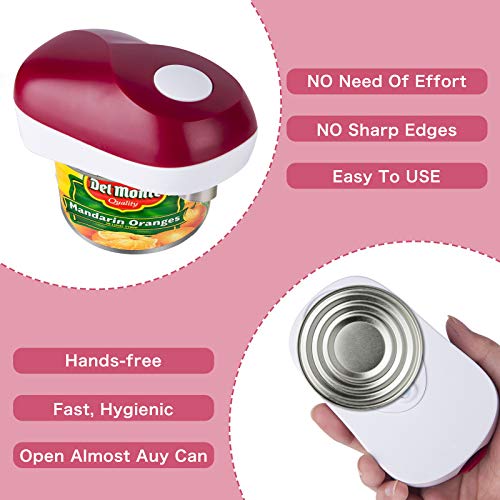 Electric Can Opener - Vcwtty One Touch Battery Operated Handheld Can Opener For Any Size, No Sharp Edge, Food-Safe, Seniors, Arthritis And Chef, Kitchen Best Gadget (Red) #TOP5