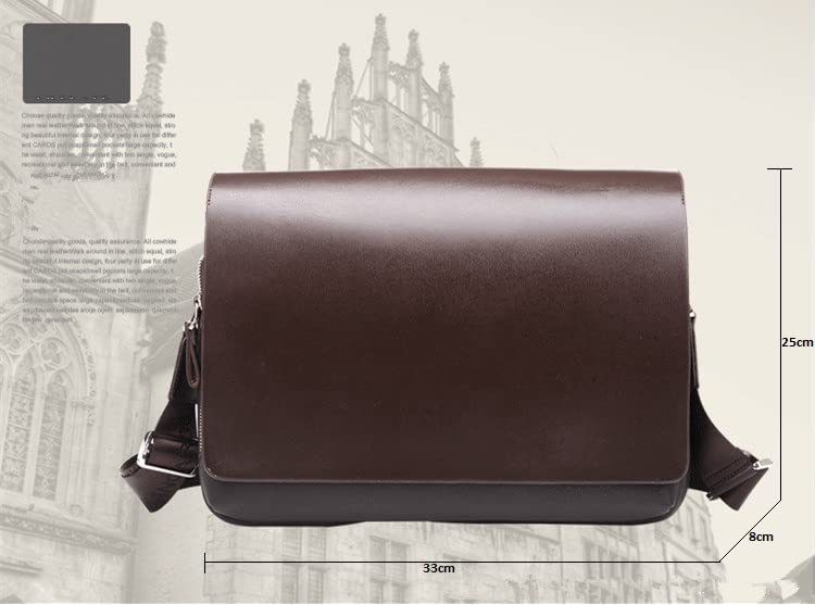 BROGBUS PU Leather Soft Handle Business Cross Body Bag for Men and Women Dark Brown 3