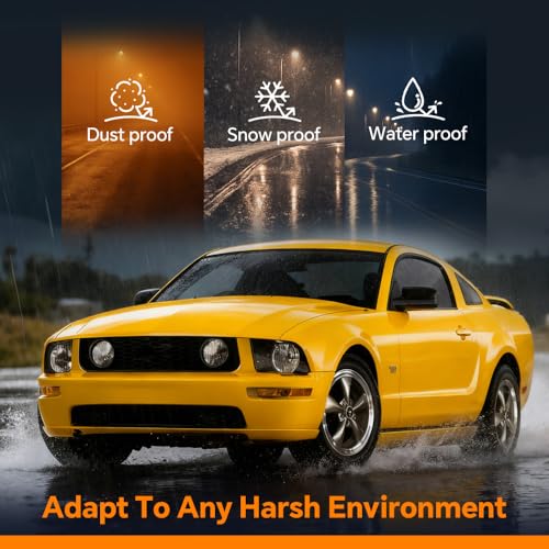 Image of G-PLUS Headlights Assembly, Compatible with Ford Mustang 2005-2009 Left+Right Bumper Headlamps Clear Lens Black Housing Amber Reflector