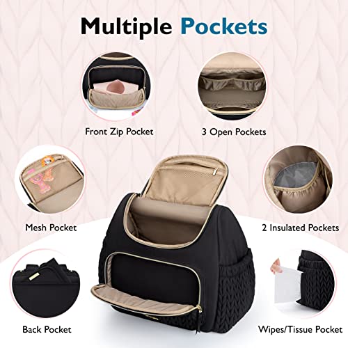 Mommore Diaper Bag Small Diaper Backpack Stylish Baby Maternity Bags Travel Backpacks With Insulated Pockets, Changing Pad, Stroller Straps #TOP3