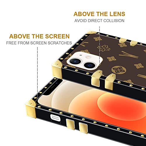 Iphone 11 Case,B Brown Iphone 11 Cases Square Case Luxury Elegant Women Girls Designer Metal Decoration Corner Classic Retro Soft Tpu Case For Apple Iphone 11 #TOP2