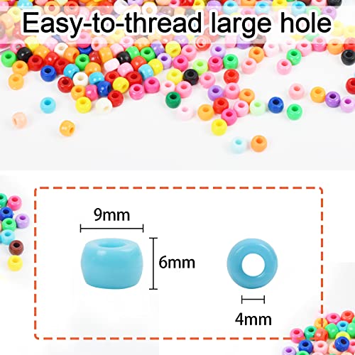 500 PCS Lilac Pony Beads - 9mm X 6mm Plastic Beads For Kids Crafts, Hair Toys, Jewelry Making