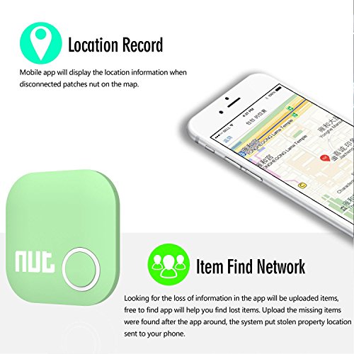 Car Key Finder Tile Smart Tag Tracker Locator – Nut 2″ Tracking Chip for Wallet Bluetooth Item Anti-Lost with App, Mini GPS Alarm Tracer Reminder for Bag Phone Pets Dog Keychain Purse Luggage, Green