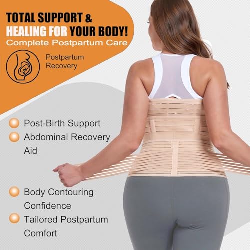 Image of 3-IN-1 Post Maternity or postpartum belt after delivery /c -section belt postpartum after Delivery Adjustable, Beige,One Size