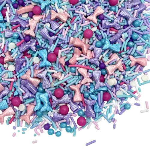 Image of Manvscakes Sprinkles- Edible Cake and Cupcake Sprinkles with Assorted Shapes and Sizes for Parties, Metallic Sprinkle Mix for Cookies, Ice Cream, Cake and Cupcake Decorating, 4 oz (Mermaid)