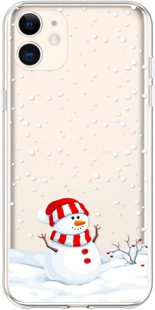 BoomTeck Case for iPhone 11 Pro Christmas, Slim Fit iPhone 11 Pro Case Ultra Thin Clear Design Transparent Flexible Cover Xmas Winter Snowman Snowflake Pattern Soft TPU Rubber Protective Case (5.8")