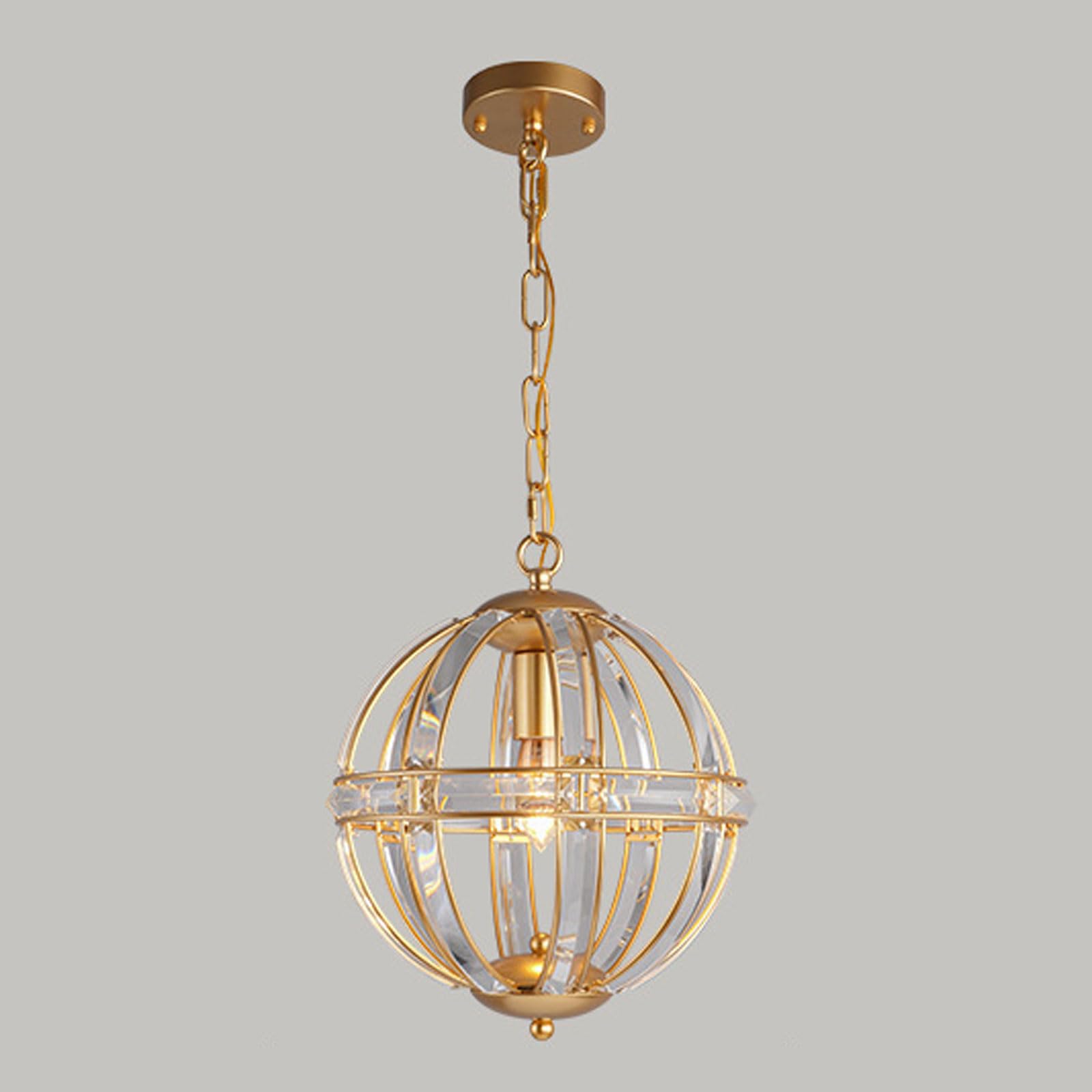 RSZCSMO Creative Glass Crystal Strip Restaurant Pendant Light American Style 11.81in Single-Head Hollow Sphere Bedroom Hanging Lamp Suitable for Hallways, Study Rooms, Balconies Lighting Fixture